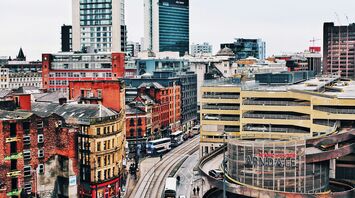 Manchester cityscape with buildings and streets