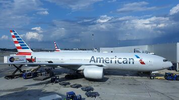 american airliner on airfield during day