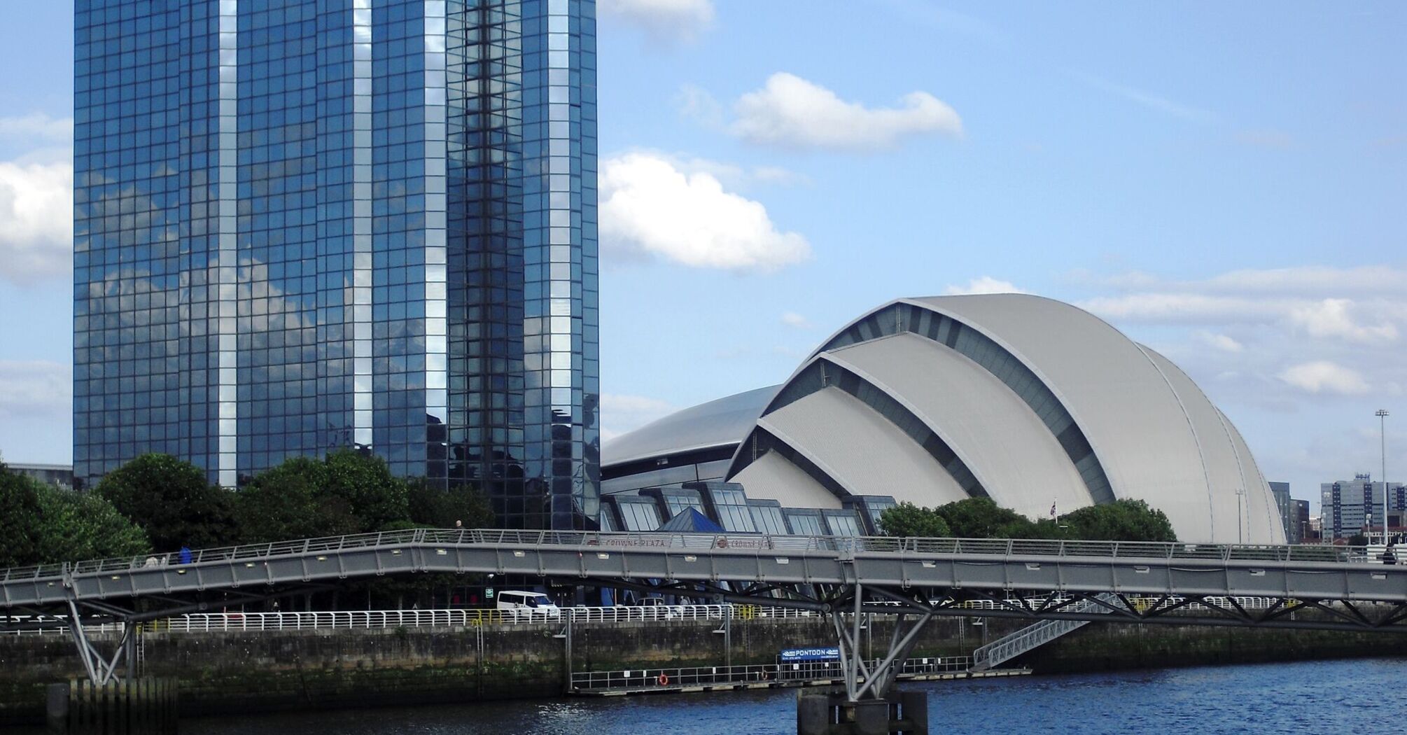 Modern buildings near the water in Glasgow
