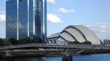 Modern buildings near the water in Glasgow