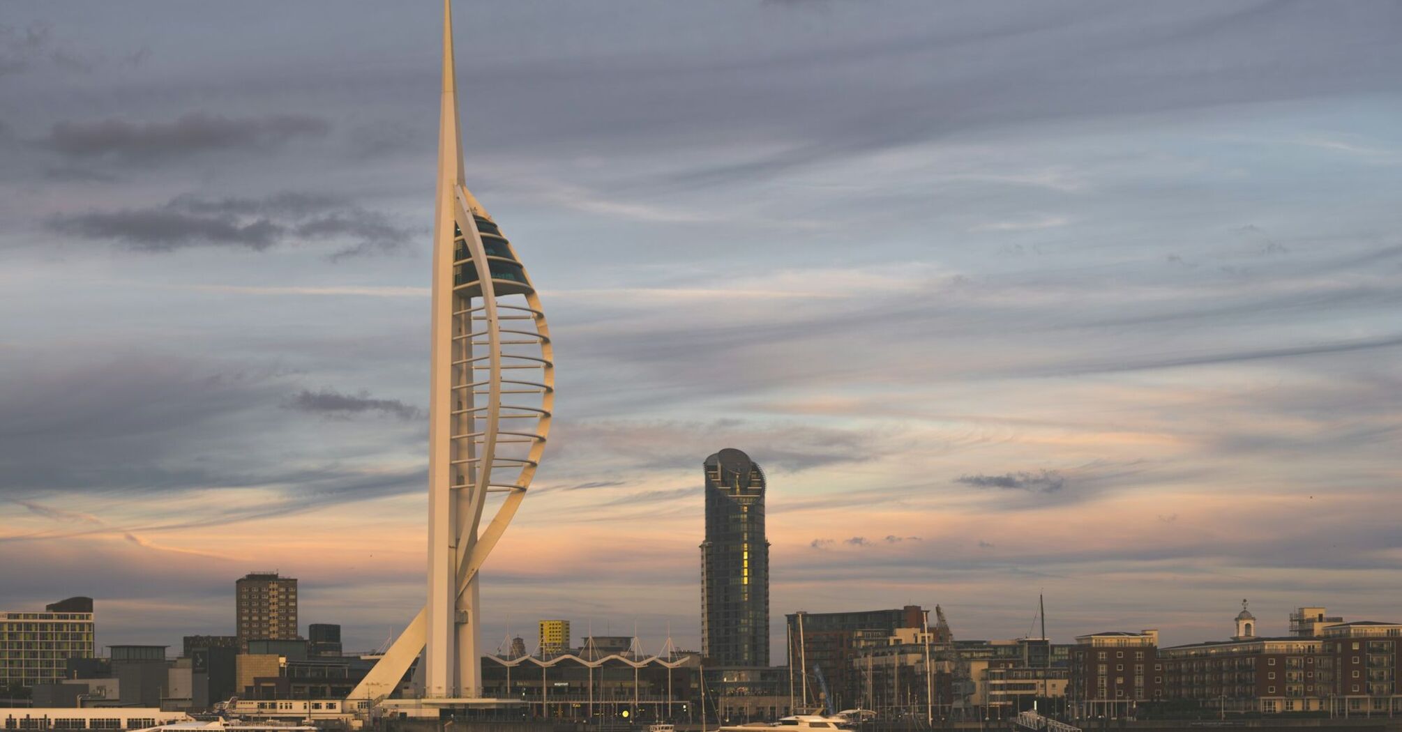 Spinnaker Tower in Portsmouth at sunset