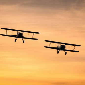 two biplanes on flight