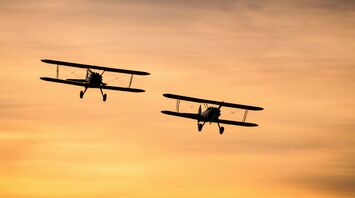 two biplanes on flight