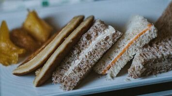 Airline meal with sandwiches and snacks