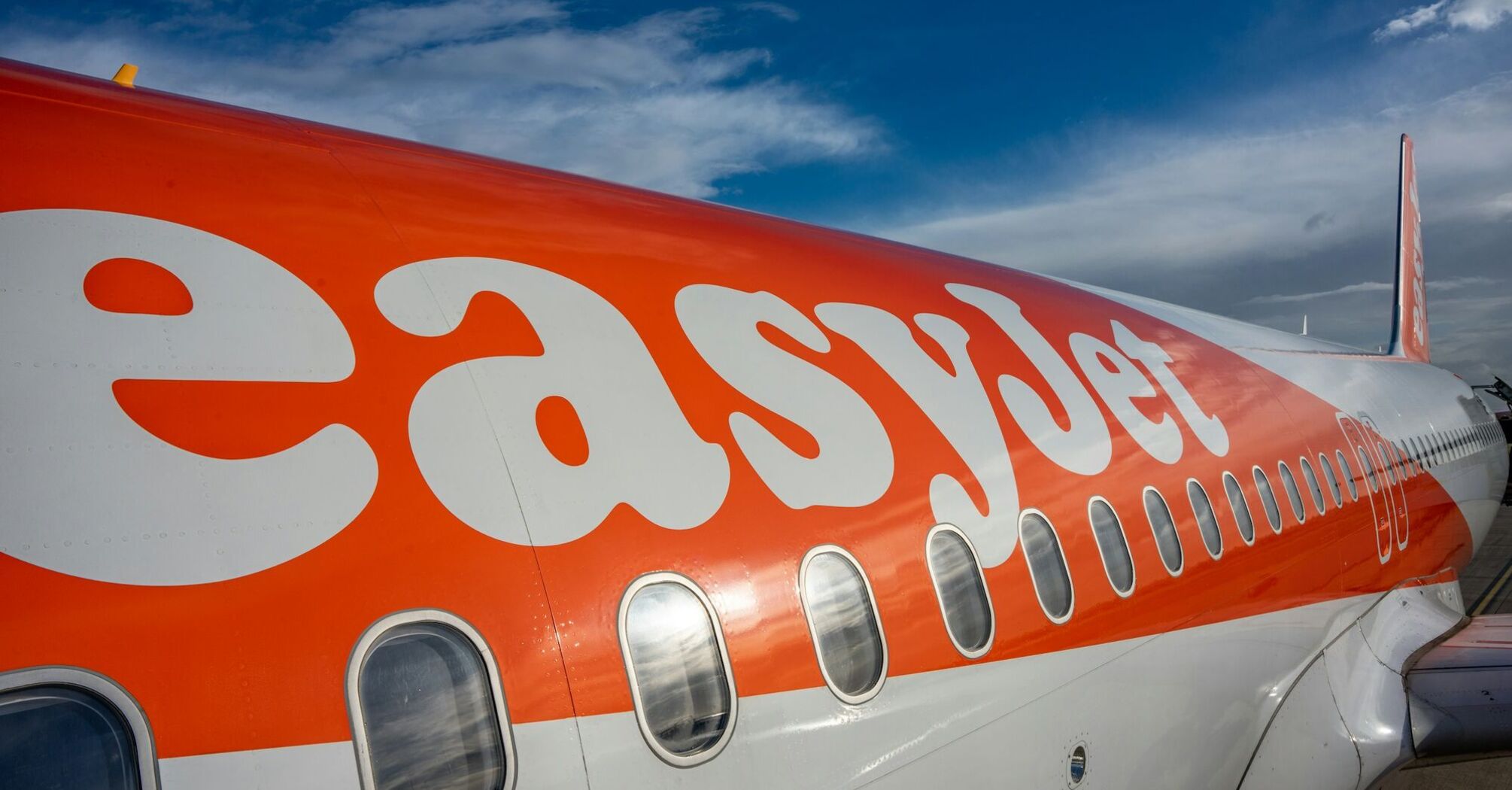easyJet airplane with logo on the fuselage