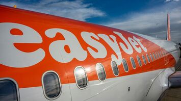 easyJet airplane with logo on the fuselage