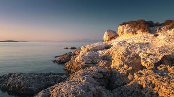 Peaceful sea in the small town Didim