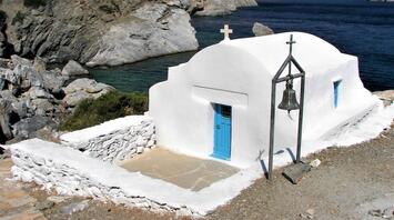 Chapel beside the sea on a greek island