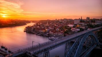 Stunning cityscape of Porto on sunset
