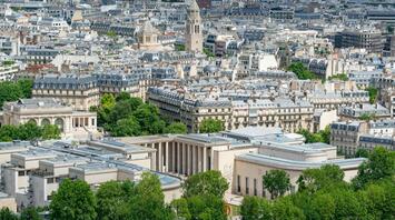 Drone view of Palais de Tokyo - Europe's largest center for contemporary creation