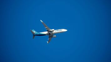 Takeoff of an Alaska Airline aircraft from John Wayne Airport, California