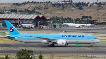 Korean Air airplane on the runway