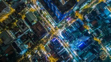 Aerial view of Ho Chi Minh City streets at night