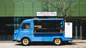 blue foodtruck vehicle