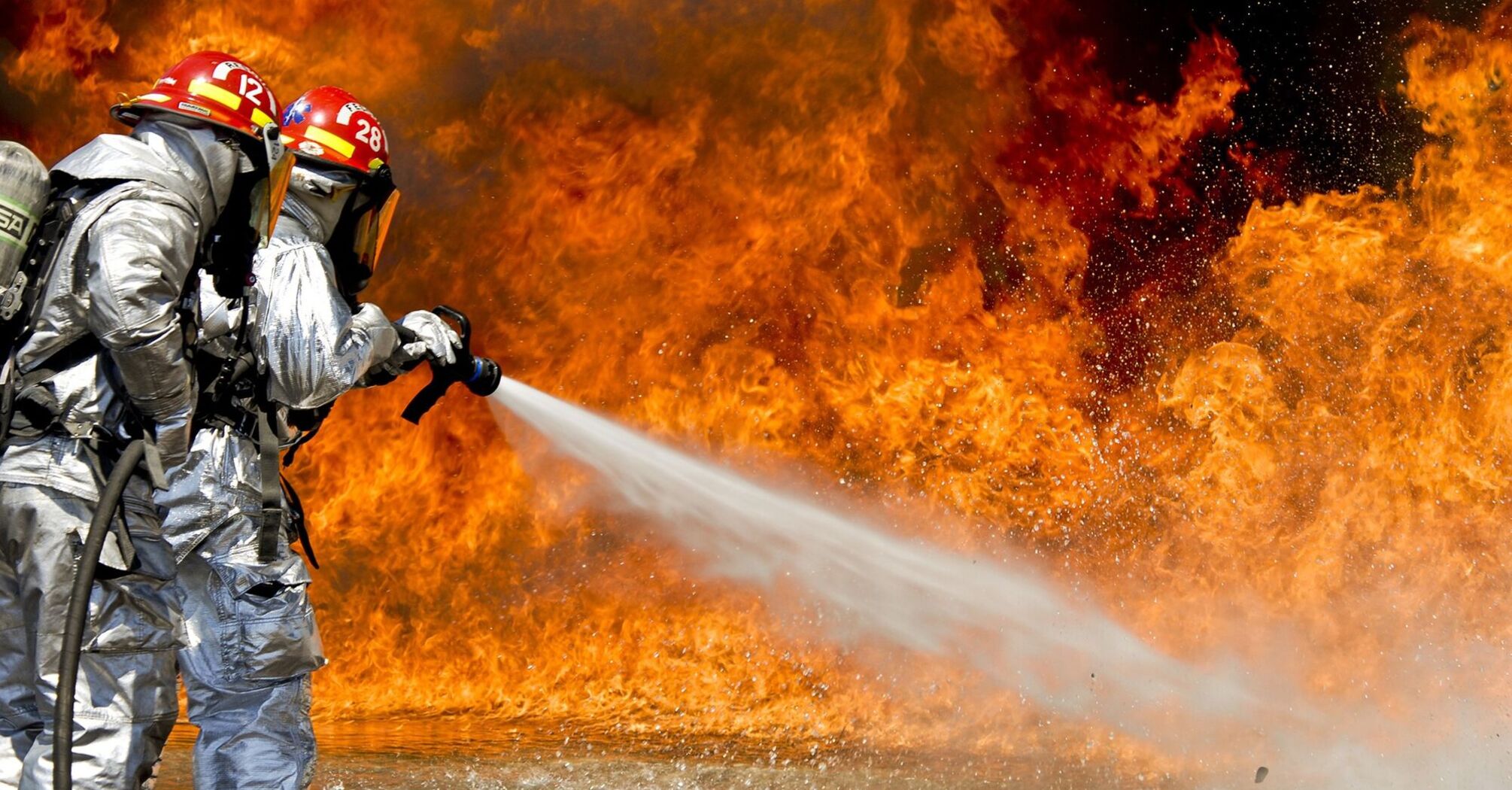 Firefighters battling intense flames