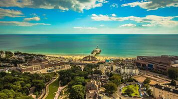 Aerial view of Bournemouth beach and pier