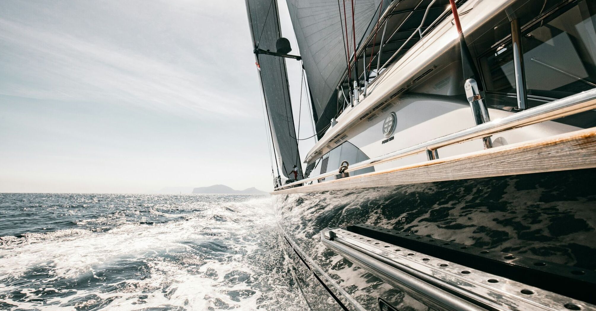 Luxury yacht sailing on open water