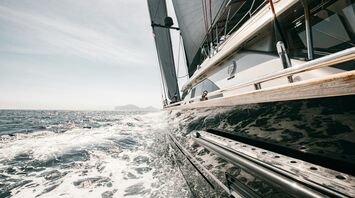 Luxury yacht sailing on open water