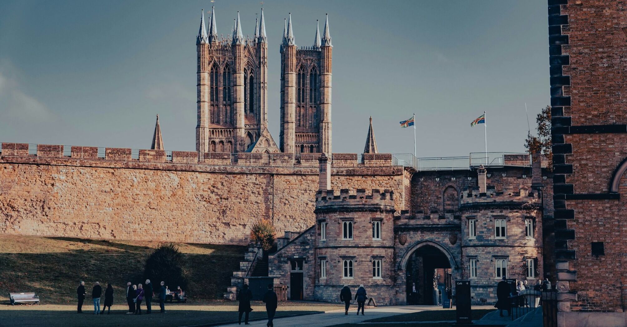 View of Lincoln Cathedral behind the historic Lincoln Castle walls