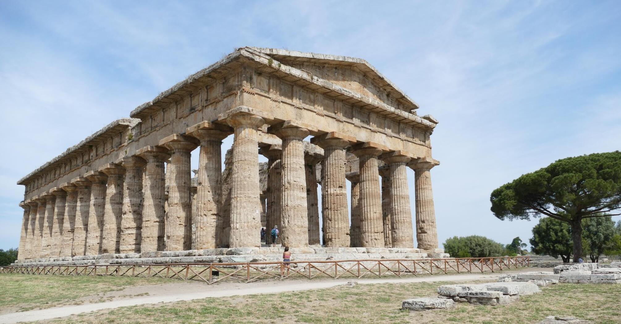 Temple of Poseidon in Paestum, ancient Greek temple with columns