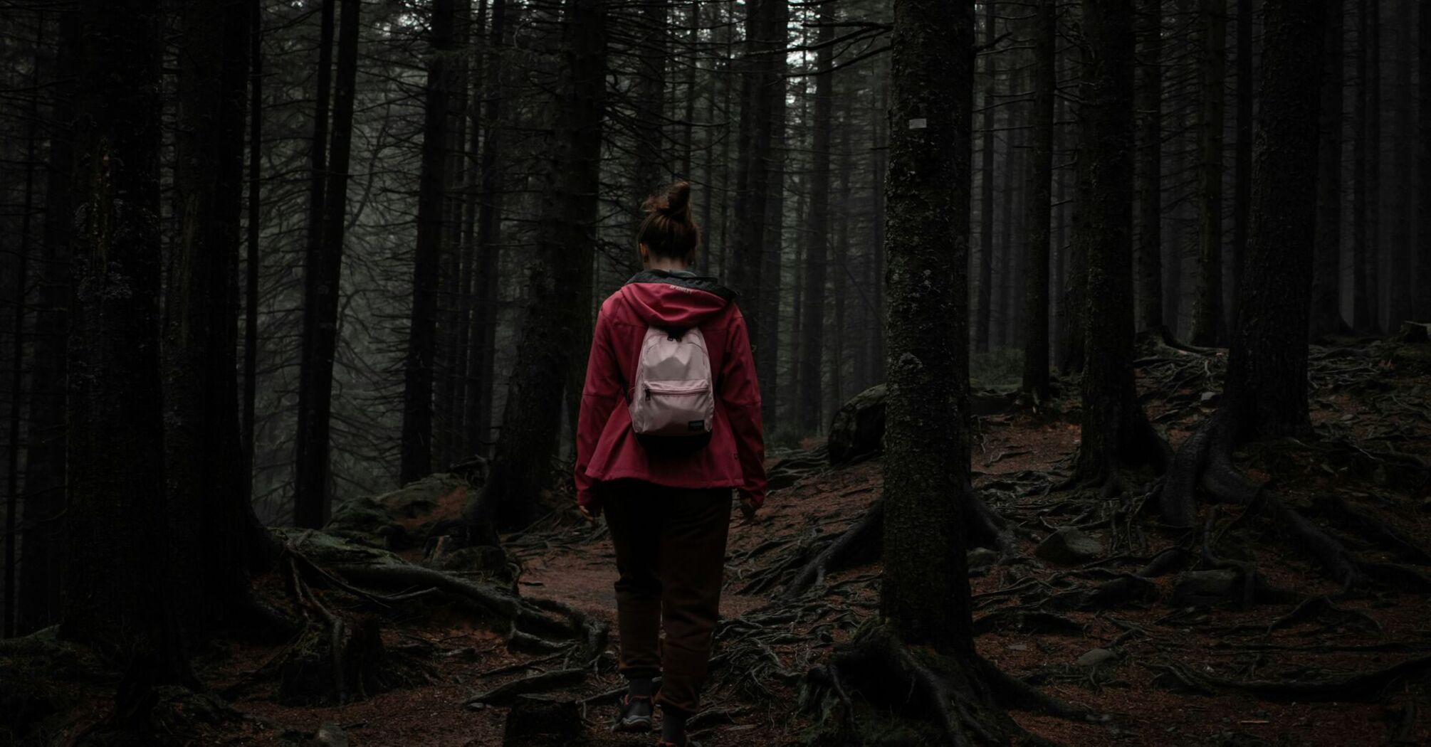 Girl in the Carpathian forest