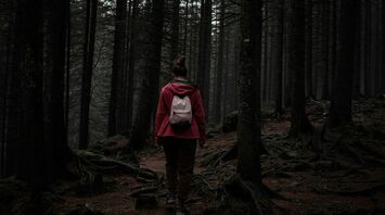 Girl in the Carpathian forest