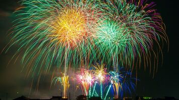 Colorful fireworks display lighting up the night sky
