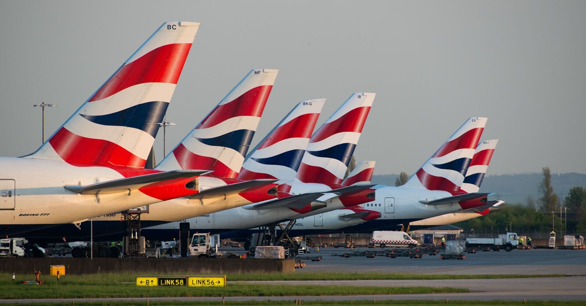 British Airways planes parked at the airport