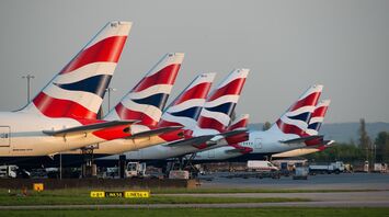 British Airways planes parked at the airport
