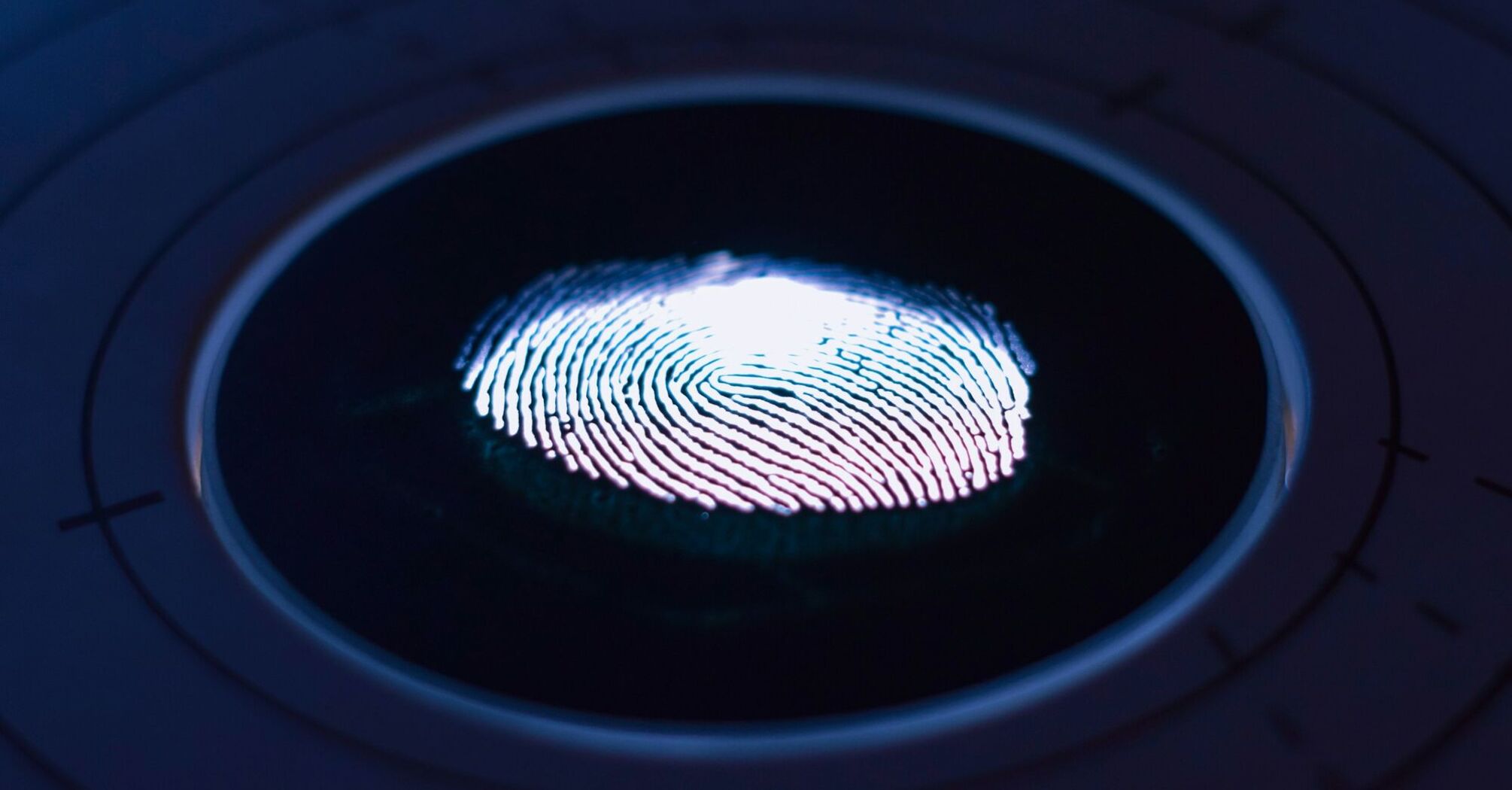 Fingerprint scan illuminated on a biometric device