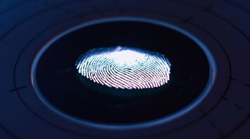 Fingerprint scan illuminated on a biometric device