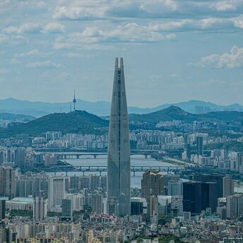 View of Seoul skyline with Lotte World Tower