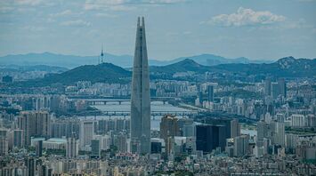 View of Seoul skyline with Lotte World Tower