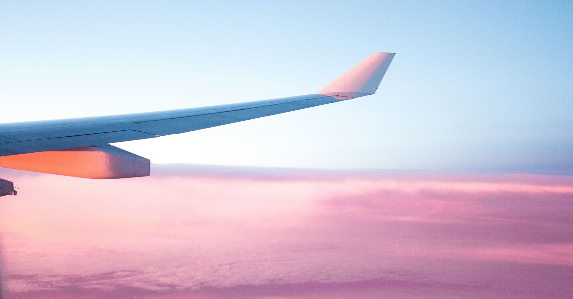 aerial view of airplane wing