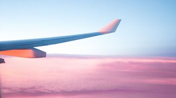 aerial view of airplane wing