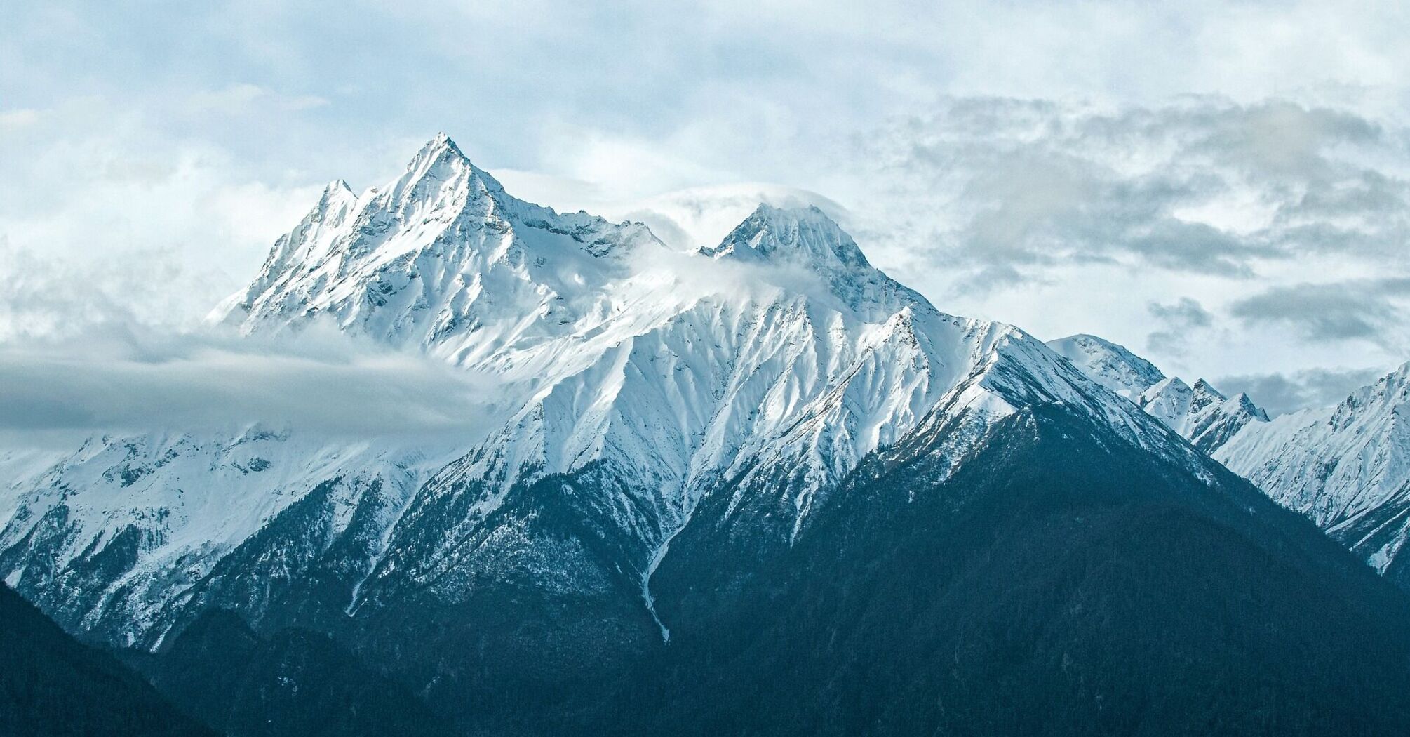 Snow-covered mountains of the Tibetan region