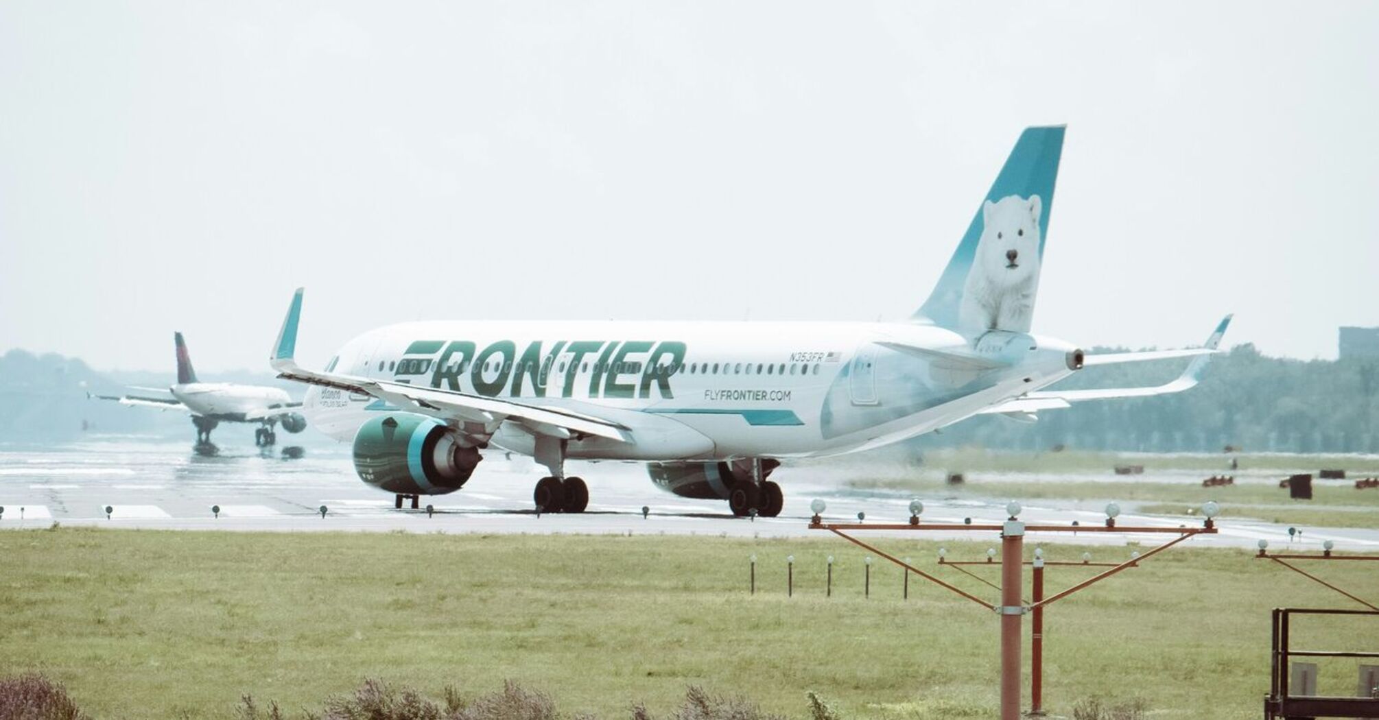 Frontier Airlines plane on the runway