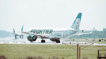 Frontier Airlines plane on the runway