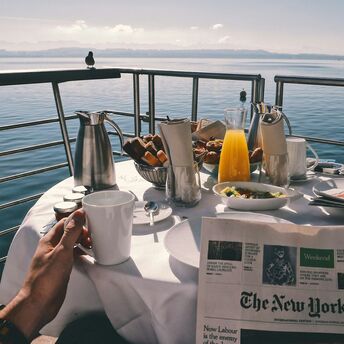 Breakfast with a view on a cruise