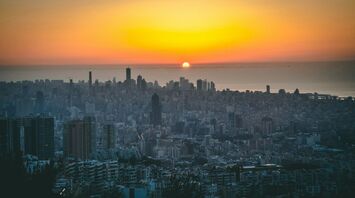 Sunset over Beirut skyline, Lebanon