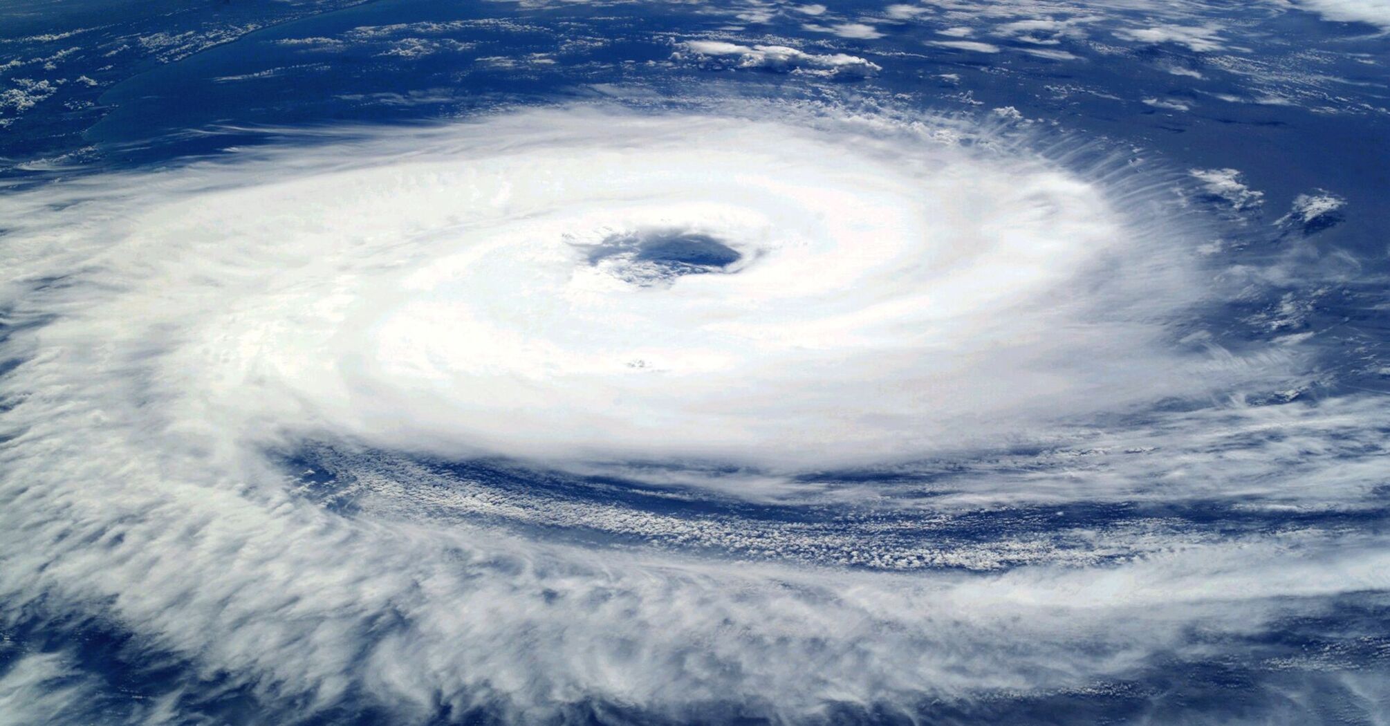 Aerial view of hurricane over the ocean