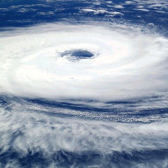 Aerial view of hurricane over the ocean