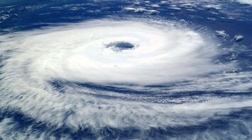 Aerial view of hurricane over the ocean
