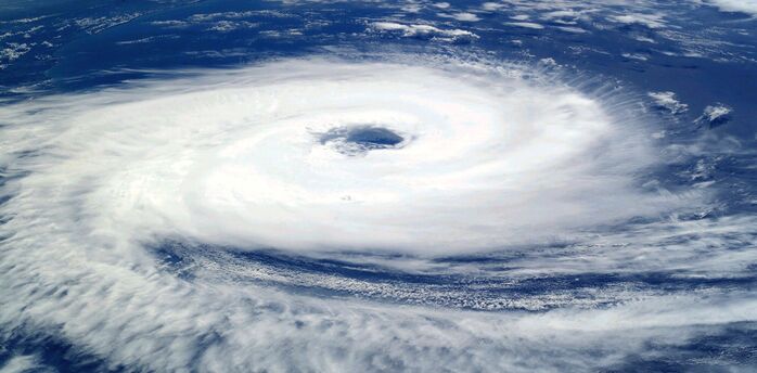Aerial view of hurricane over the ocean