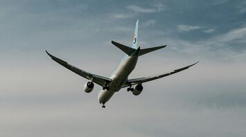 Korean Air plane flying in the sky
