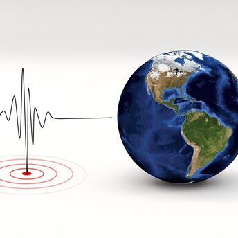 Illustration of seismic activity with Earth