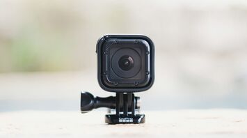 Close-up of a small GoPro camera