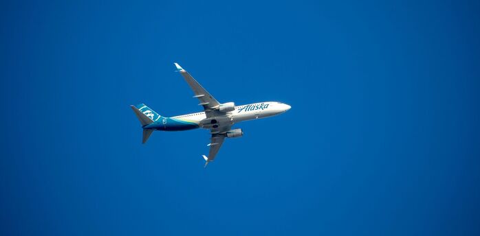 Takeoff of an Alaska Airline aircraft from John Wayne Airport, California