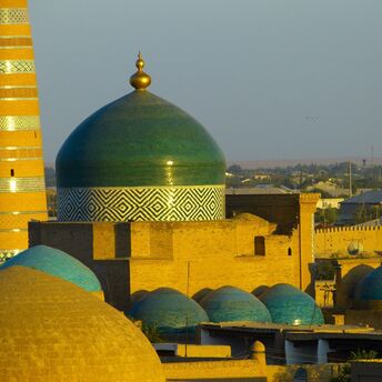Domes and minarets in the skyline of Khiva, Uzbekistan