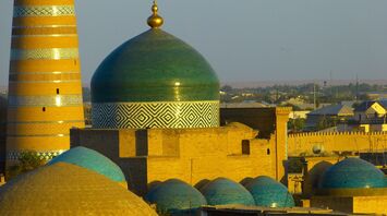 Domes and minarets in the skyline of Khiva, Uzbekistan